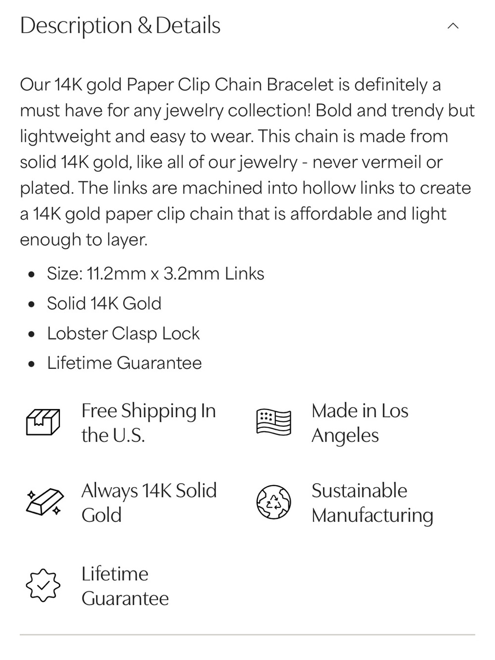 Babygold 14K Gold Paperclip Chain Bracelet - Picture 4 of 8